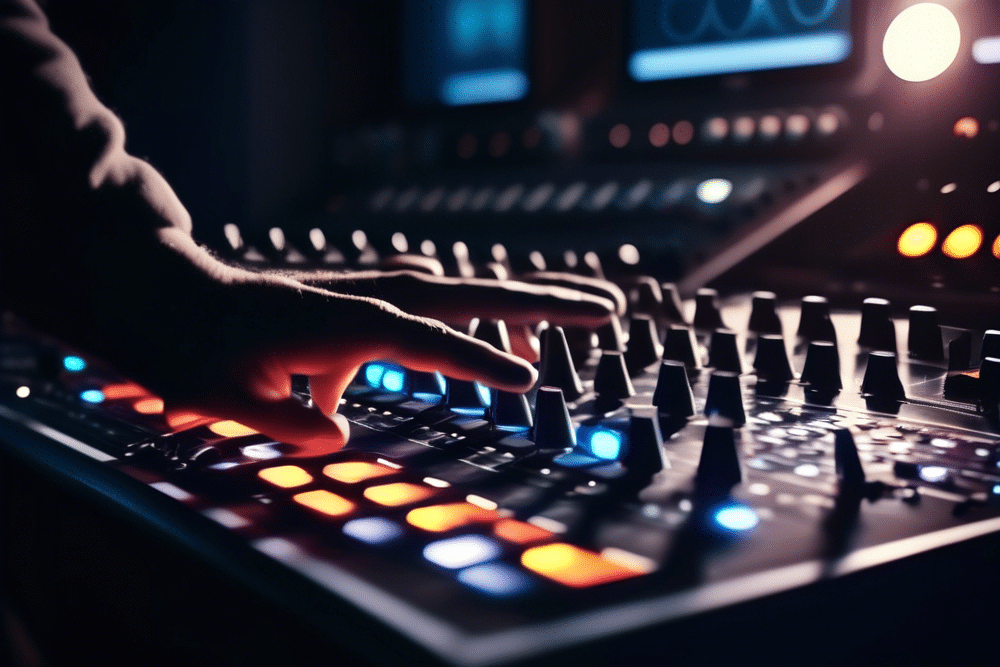Adjuzt creating rawstyle and hard dance tracks in a professional studio