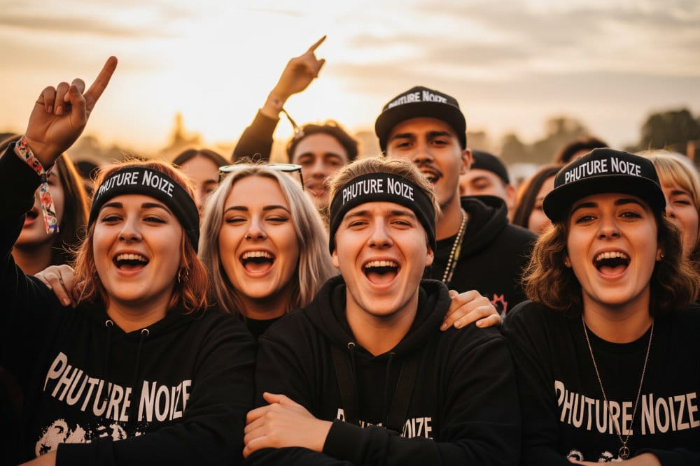 Dedicated Phuture Noize fans connecting at a hardstyle festival