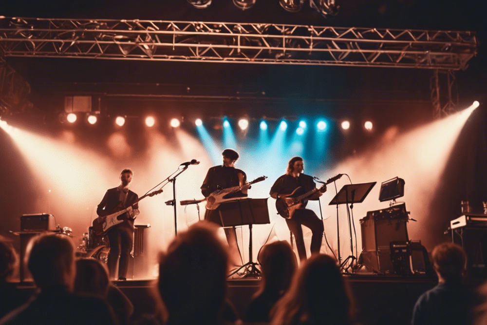 a music band plays live on stage