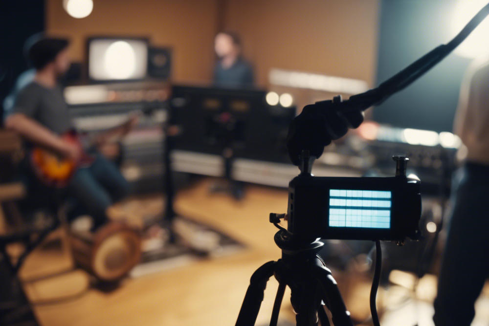 a music band recording music in studio