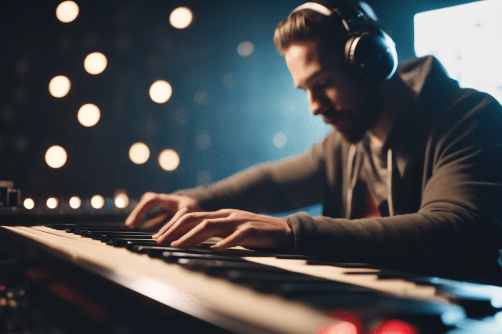 a musician playing on a keyboard