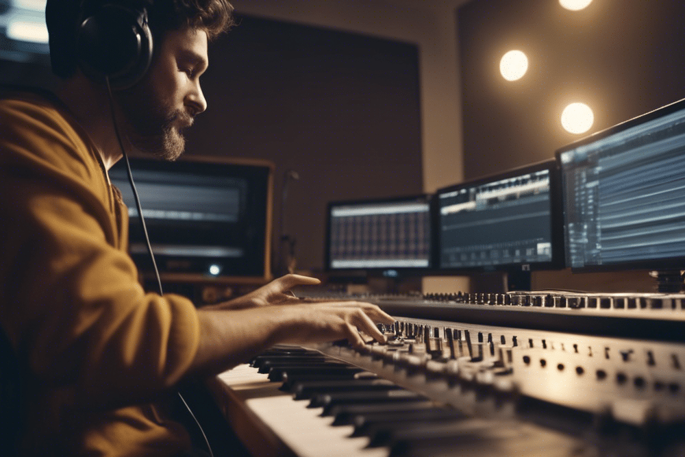 a producer making music in a music studio