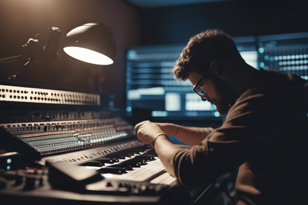 a producer making music in a music studio