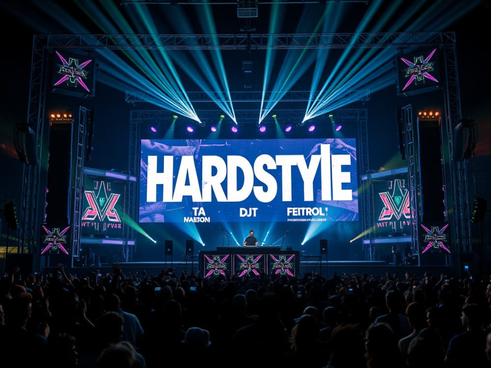 dj on hardstyle festival stage