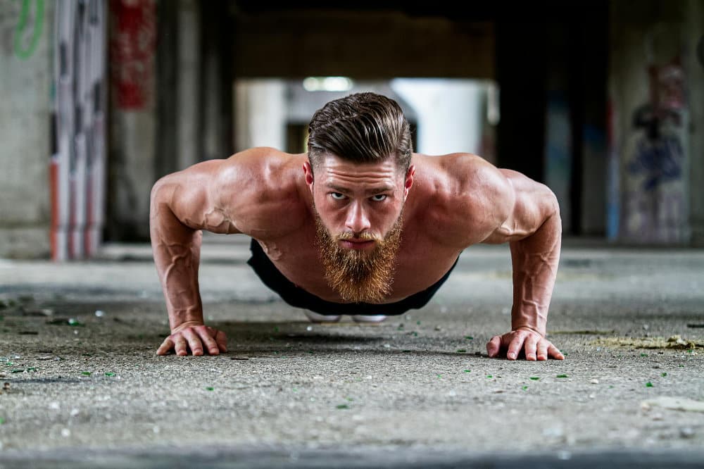 gabber hardcore man doing push ups