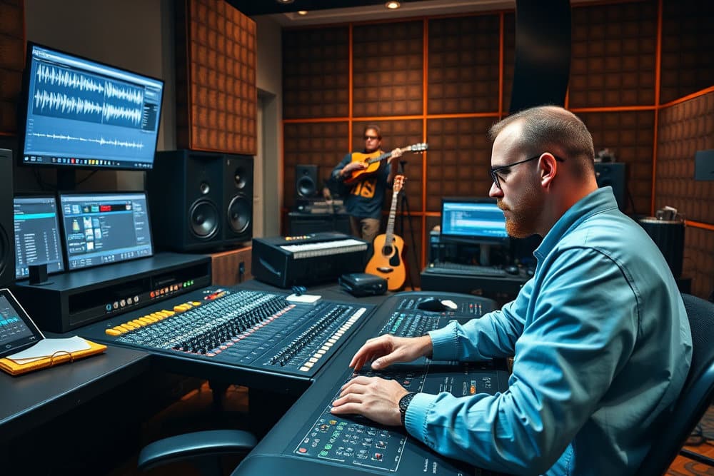 music producer and guitarist in a studio