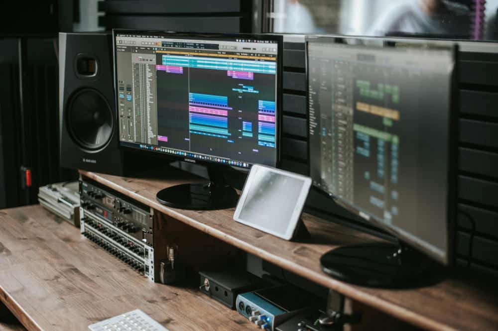 music studio with two monitors