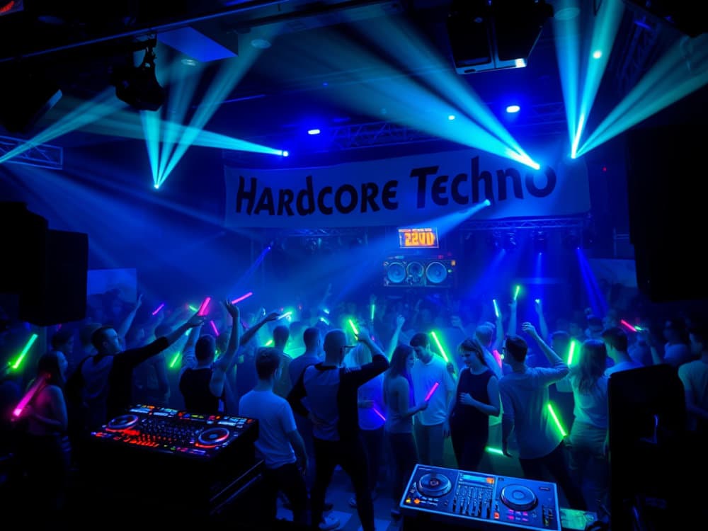 people partying on a hardcore techno party